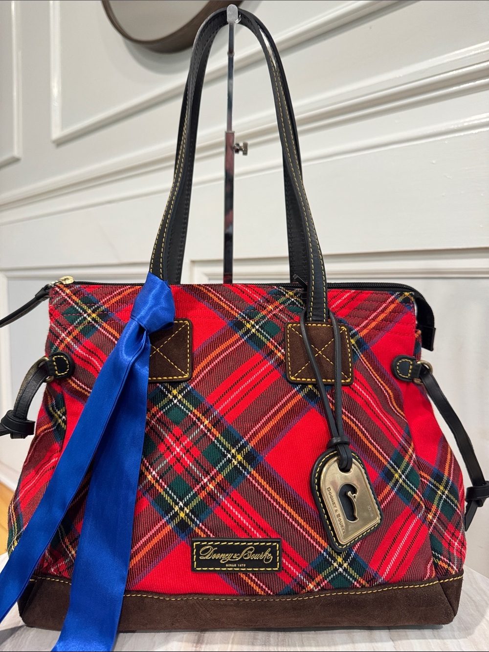 Dooney & Bourke Bag Red Tartan Plaid Holiday Tote - Picture 4 of 17